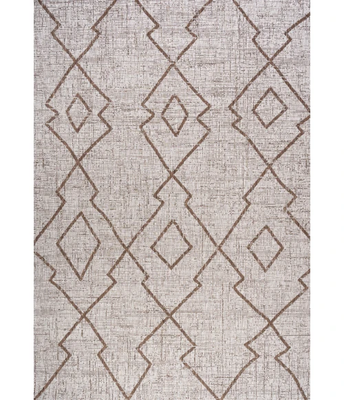 Carwa Tribal Diamond Trellis Beige/Brown 5 ft. x 8 ft. Indoor/Outdoor Area Rug