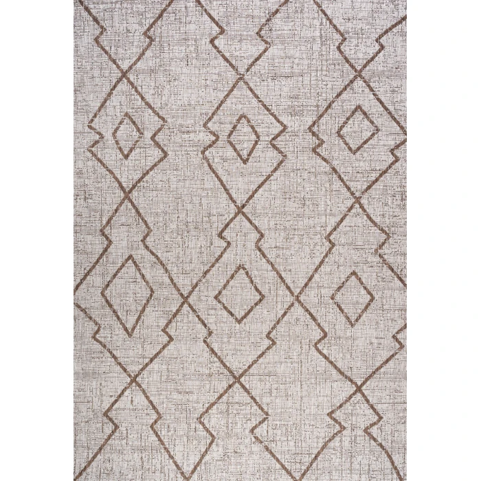 Carwa Tribal Diamond Trellis Beige/Brown 8 ft. x 10 ft. Indoor/Outdoor Area Rug
