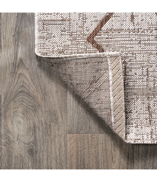 Carwa Tribal Diamond Trellis Beige/Brown 2 ft. x 10 ft. Indoor/Outdoor Runner Rug