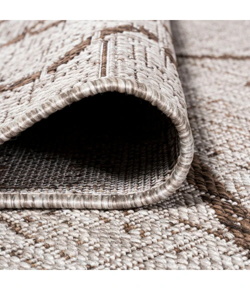 Carwa Tribal Diamond Trellis Beige/Brown 2 ft. x 10 ft. Indoor/Outdoor Runner Rug