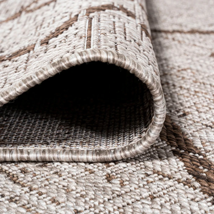 Carwa Tribal Diamond Trellis Beige/Brown 2 ft. x 10 ft. Indoor/Outdoor Runner Rug