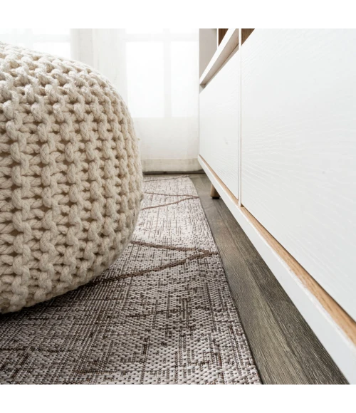 Carwa Tribal Diamond Trellis Beige/Brown 2 ft. x 10 ft. Indoor/Outdoor Runner Rug