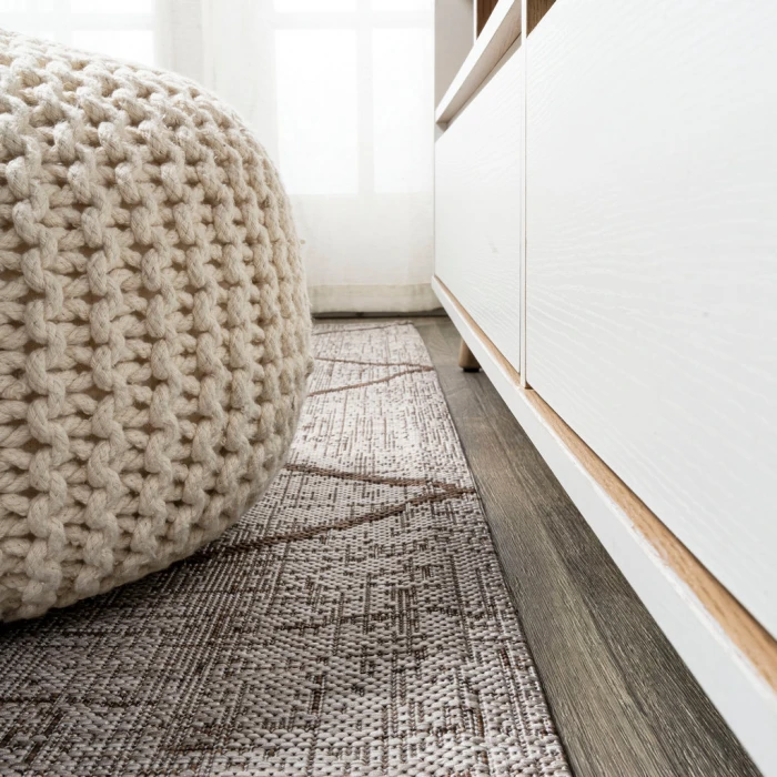 Carwa Tribal Diamond Trellis Beige/Brown 2 ft. x 10 ft. Indoor/Outdoor Runner Rug
