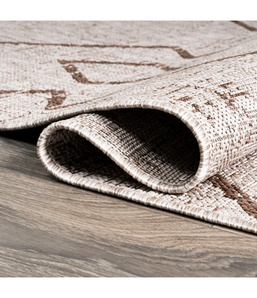 Carwa Tribal Diamond Trellis Beige/Brown 2 ft. x 10 ft. Indoor/Outdoor Runner Rug