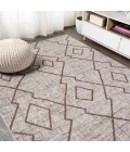 Carwa Tribal Diamond Trellis Beige/Brown 5 ft. x 8 ft. Indoor/Outdoor Area Rug