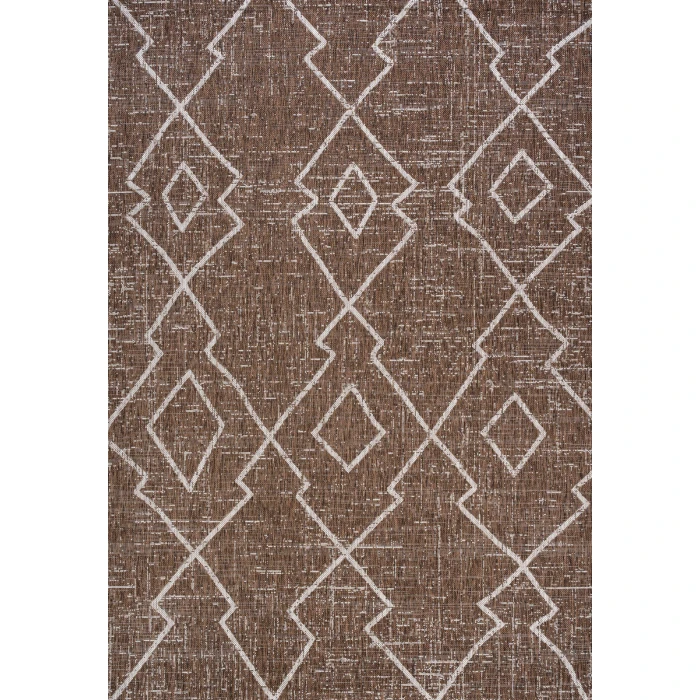 Carwa Tribal Diamond Trellis Brown/Beige 5 ft. x 8 ft. Indoor/Outdoor Area Rug