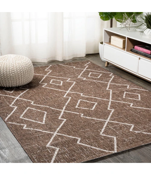 Carwa Tribal Diamond Trellis Brown/Beige 5 ft. x 8 ft. Indoor/Outdoor Area Rug