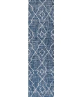 Carwa Tribal Diamond Trellis Blue/Ivory 2 ft. x 10 ft. Indoor/Outdoor Runner Rug