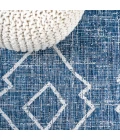 Carwa Tribal Diamond Trellis Blue/Ivory 2 ft. x 10 ft. Indoor/Outdoor Runner Rug