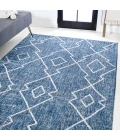 Carwa Tribal Diamond Trellis Blue/Ivory 4 ft. x 6 ft. Indoor/Outdoor Area Rug