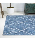 Carwa Tribal Diamond Trellis Blue/Ivory 4 ft. x 6 ft. Indoor/Outdoor Area Rug