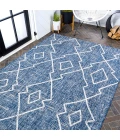 Carwa Tribal Diamond Trellis Blue/Ivory 4 ft. x 6 ft. Indoor/Outdoor Area Rug