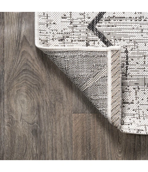 Carwa Tribal Diamond Trellis Ivory/Black 2 ft. x 8 ft. Indoor/Outdoor Runner Rug