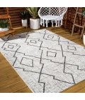 Carwa Tribal Diamond Trellis Ivory/Black 5 ft. x 8 ft. Indoor/Outdoor Area Rug