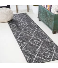 Carwa Tribal Diamond Trellis Black/Ivory 2 ft. x 8 ft. Indoor/Outdoor Runner Rug