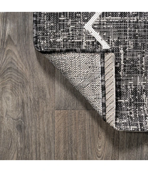 Carwa Tribal Diamond Trellis Black/Ivory 2 ft. x 8 ft. Indoor/Outdoor Runner Rug