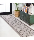 Derya Tribal Diamond Trellis Beige/Brown 2 ft. x 10 ft. Indoor/Outdoor Runner Rug
