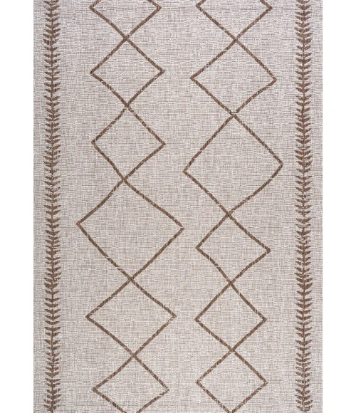 Derya Tribal Diamond Trellis Beige/Brown 5 ft. x 8 ft. Indoor/Outdoor Area Rug