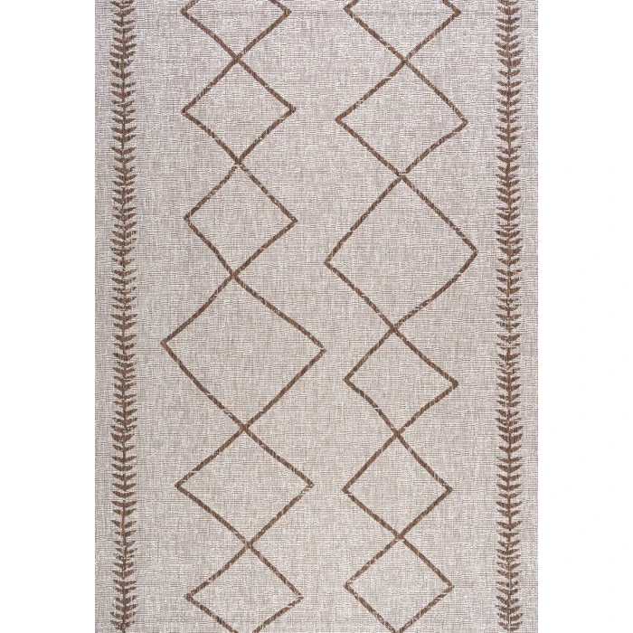 Derya Tribal Diamond Trellis Beige/Brown 3 ft. x 5 ft. Indoor/Outdoor Area Rug