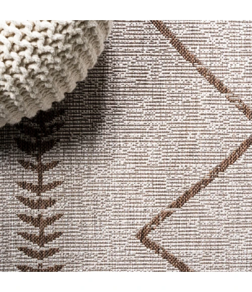 Derya Tribal Diamond Trellis Beige/Brown 2 ft. x 10 ft. Indoor/Outdoor Runner Rug