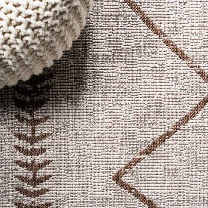 Derya Tribal Diamond Trellis Beige/Brown 2 ft. x 8 ft. Indoor/Outdoor Runner Rug