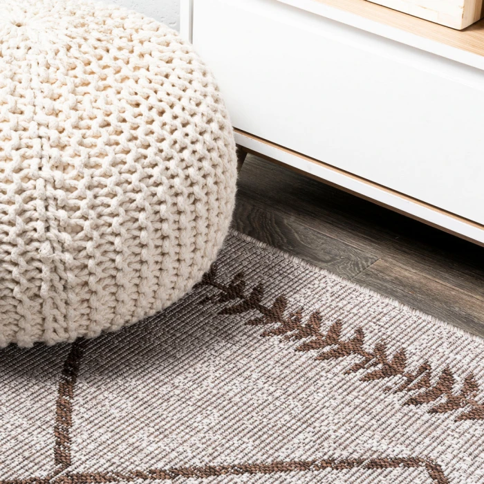 Derya Tribal Diamond Trellis Beige/Brown 2 ft. x 8 ft. Indoor/Outdoor Runner Rug