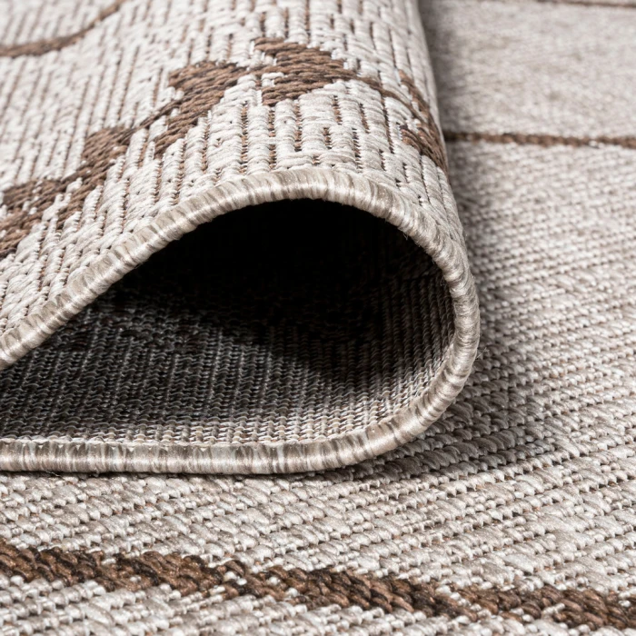 Derya Tribal Diamond Trellis Beige/Brown 2 ft. x 8 ft. Indoor/Outdoor Runner Rug
