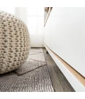 Derya Tribal Diamond Trellis Beige/Brown 2 ft. x 10 ft. Indoor/Outdoor Runner Rug