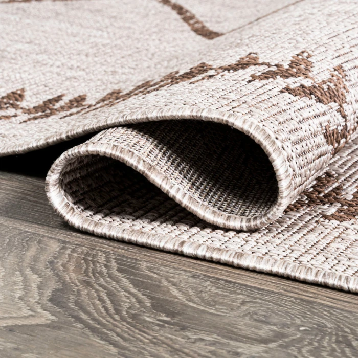 Derya Tribal Diamond Trellis Beige/Brown 2 ft. x 8 ft. Indoor/Outdoor Runner Rug
