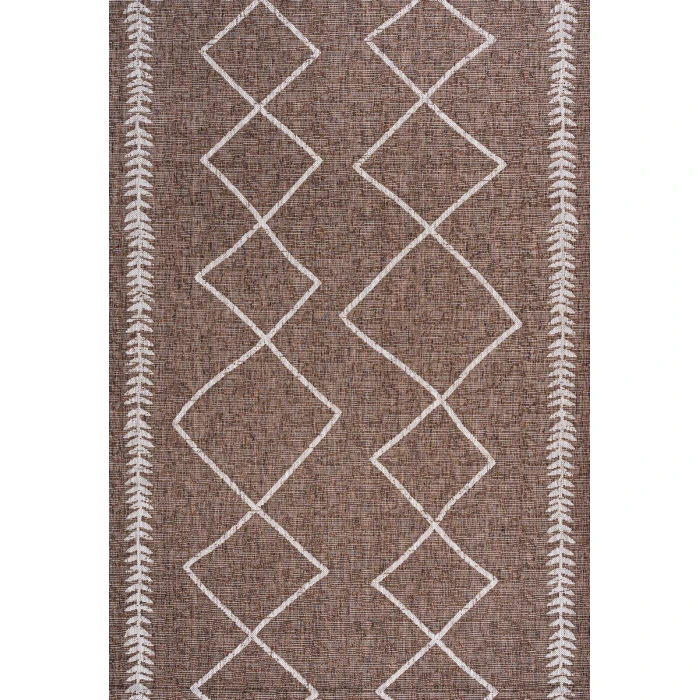 Derya Tribal Diamond Trellis Brown/Beige 3 ft. x 5 ft. Indoor/Outdoor Area Rug