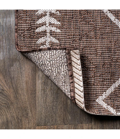Derya Tribal Diamond Trellis Brown/Beige 2 ft. x 10 ft. Indoor/Outdoor Runner Rug
