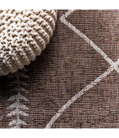 Derya Tribal Diamond Trellis Brown/Beige 2 ft. x 10 ft. Indoor/Outdoor Runner Rug