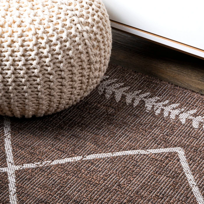 Derya Tribal Diamond Trellis Brown/Beige 2 ft. x 8 ft. Indoor/Outdoor Runner Rug