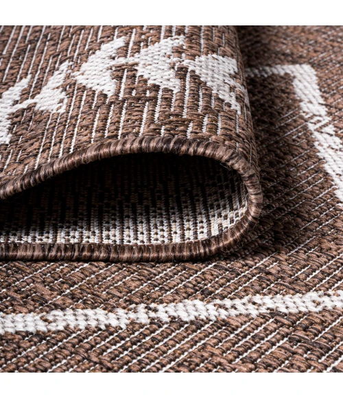 Derya Tribal Diamond Trellis Brown/Beige 2 ft. x 10 ft. Indoor/Outdoor Runner Rug