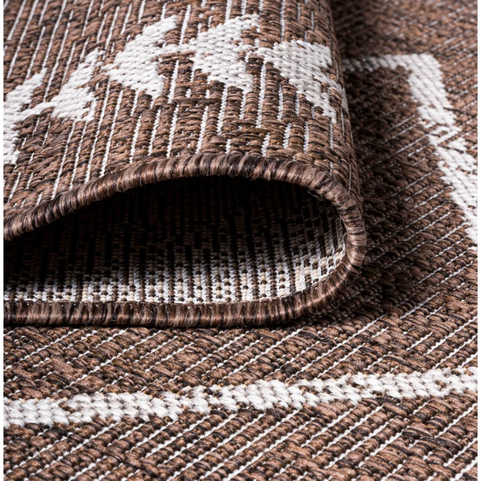 Derya Tribal Diamond Trellis Brown/Beige 2 ft. x 8 ft. Indoor/Outdoor Runner Rug