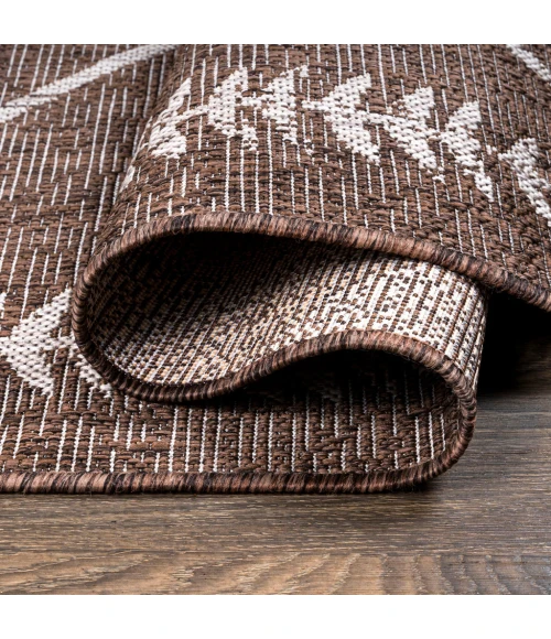 Derya Tribal Diamond Trellis Brown/Beige 2 ft. x 10 ft. Indoor/Outdoor Runner Rug