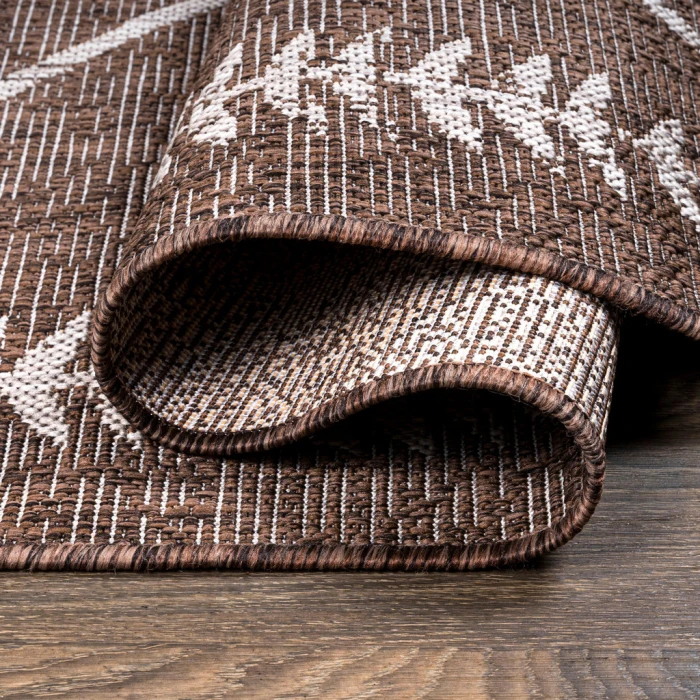 Derya Tribal Diamond Trellis Brown/Beige 2 ft. x 8 ft. Indoor/Outdoor Runner Rug