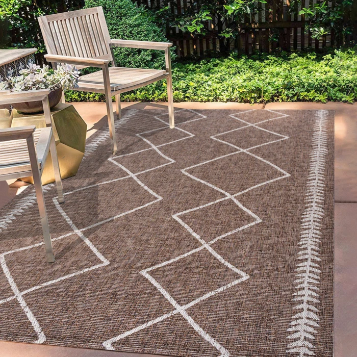 Derya Tribal Diamond Trellis Brown/Beige 3 ft. x 5 ft. Indoor/Outdoor Area Rug