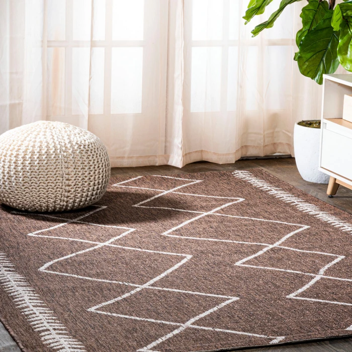 Derya Tribal Diamond Trellis Brown/Beige 3 ft. x 5 ft. Indoor/Outdoor Area Rug