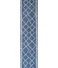 Derya Tribal Diamond Trellis Blue/Ivory 2 ft. x 10 ft. Indoor/Outdoor Runner Rug