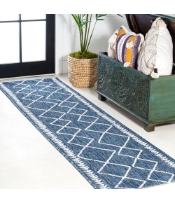 Jonathany Santa Monica SMB129C Blue/Ivory Area Rug 2 ft. 2 in. X 10 ft. Runner