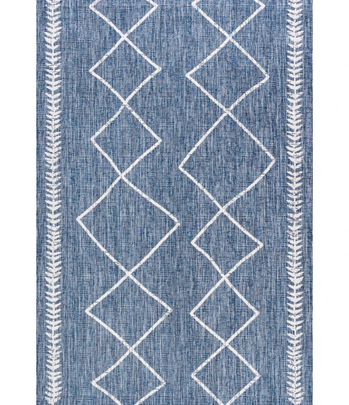 Derya Tribal Diamond Trellis Blue/Ivory 4 ft. x 6 ft. Indoor/Outdoor Area Rug