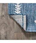 Derya Tribal Diamond Trellis Blue/Ivory 2 ft. x 10 ft. Indoor/Outdoor Runner Rug
