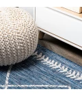 Derya Tribal Diamond Trellis Blue/Ivory 2 ft. x 10 ft. Indoor/Outdoor Runner Rug