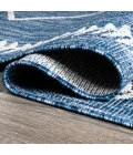 Derya Tribal Diamond Trellis Blue/Ivory 2 ft. x 10 ft. Indoor/Outdoor Runner Rug