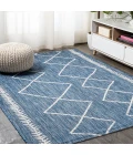 Derya Tribal Diamond Trellis Blue/Ivory 4 ft. x 6 ft. Indoor/Outdoor Area Rug