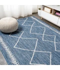 Derya Tribal Diamond Trellis Blue/Ivory 4 ft. x 6 ft. Indoor/Outdoor Area Rug