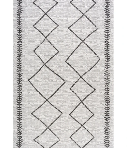 Derya Tribal Diamond Trellis Ivory/Black 3 ft. x 5 ft. Indoor/Outdoor Area Rug