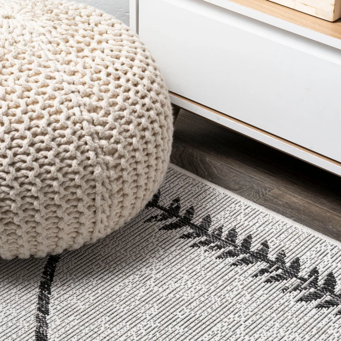 Derya Tribal Diamond Trellis Ivory/Black 2 ft. x 10 ft. Indoor/Outdoor Runner Rug