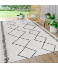 Derya Tribal Diamond Trellis Ivory/Black 3 ft. x 5 ft. Indoor/Outdoor Area Rug